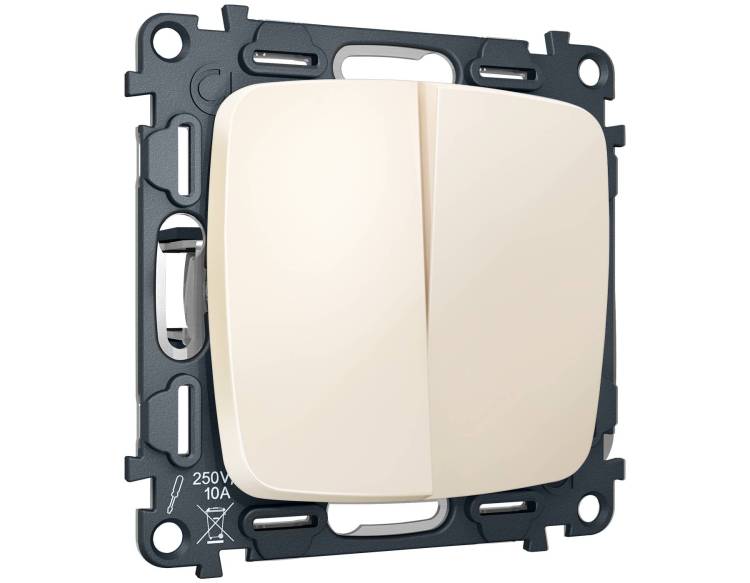 Комплект механизма 2-клавишного перекрестного выключателя Ambrella Volt MO MO323030 бежевый матовый