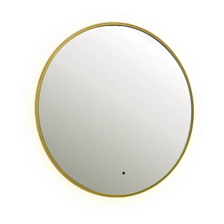 Зеркало Dreja Shine 99.2049 с подсветкой и бесконтактным сенсором, золото, 80x80