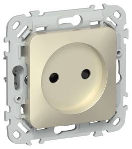 Розетка 1-местная с защитными шторками IEK Flite FI-R13-10-K37 шампань