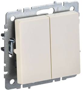 Выключатель 2-клавишный IEK Brite BR-V20-0-10-K10 бежевый