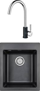 Комплект Paulmark Leer PM104249-BL черный + Смеситель Paulmark Holstein Ho212063-BLCR для кухонной мойки