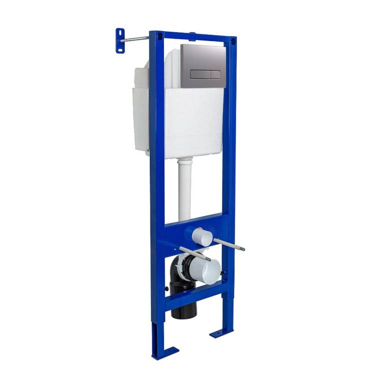 Система инсталляции Berges Wasserhaus Аtom Line 40344 для скрытого монтажа, с кнопкой матовый хром