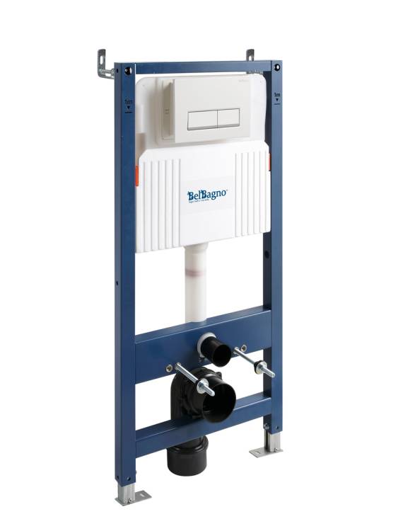 Система инсталляции для унитазов BelBagno BB-101-M-BR клавиша белая глянцевая