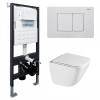Унитаз с инсталляцией Abber Rechteck AC1220TC-AC0105-AC0120MW безободковый, сиденье микролифт, кнопка белая матовая
