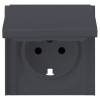 Лицевая панель для розетки 2к+з с крышкой Rikett 35634 BT базальт