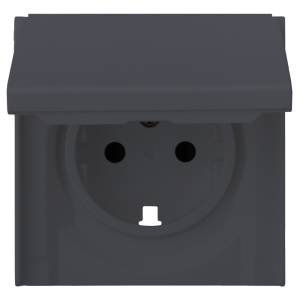 Лицевая панель для розетки 2к+з с крышкой Rikett 35634 BT базальт