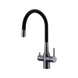 Смеситель для кухни Paulmark Salix Sa213419-GM вороненая сталь