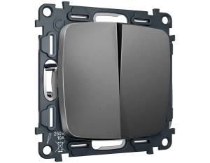 Комплект механизма 2-клавишного перекрестного выключателя Ambrella Volt MO MO653030 антрацит серый
