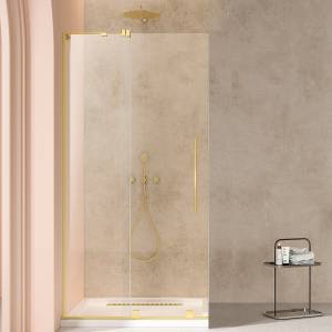 Душевая перегородка Vincea Walk-In (Волк-Ин) VSW-4WSL120CLG-L профиль брашированное золото, стекло прозрачное, 120x200