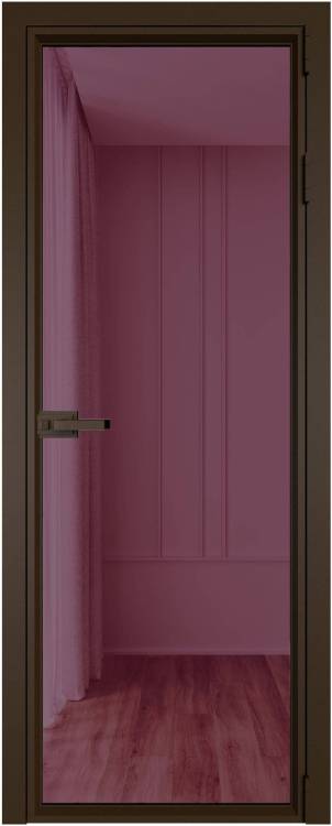Межкомнатная дверь Profil Doors 1 AV цвет профиля Деорэ, стекло безопасное 6 мм фиолетовое шпион 600x2000