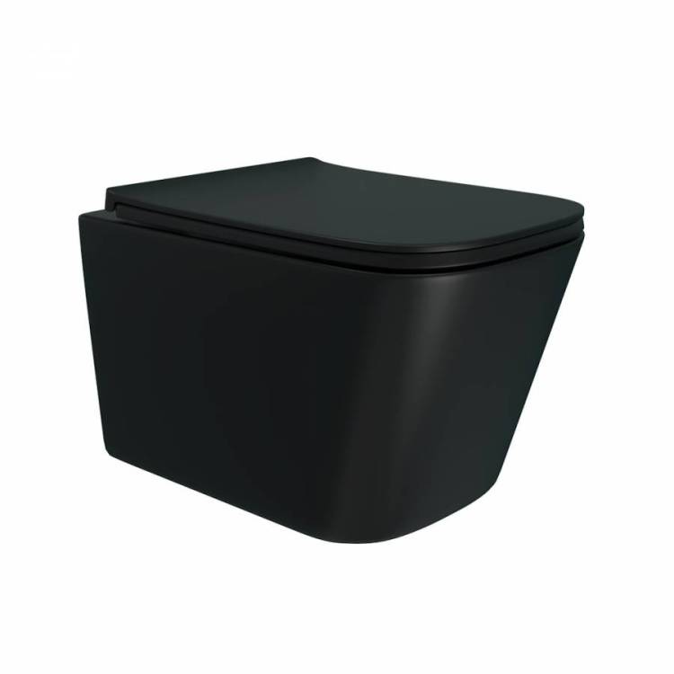 Унитаз подвесной Watersense Eva Pro Vortex Black W00789 безободковый, сиденье микролифт, черный матовый