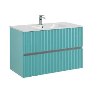 Тумба с раковиной Art&Max Elegant с подсветкой ручек, Светло-зеленый матовый, 58.5x90