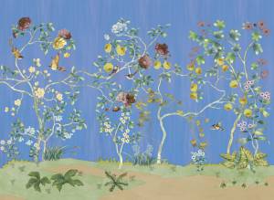 Бесшовные Eco обои Ortograf Flora 31133 Darleen deep blue Жемчуг ОЕ-Р3