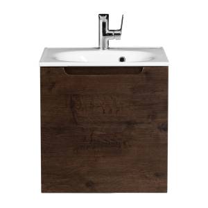 Тумба под раковину Belbagno Etna ETNA-500-1A-SO-RW-P-L 49.6x39.2x50 Rovere Moro подвесная с одной распашной дверцей, с одной полкой, левосторонняя