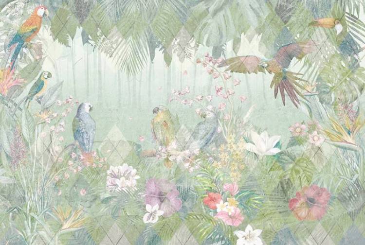 3D Фотообои Artegrafico «Птицы в тропическом саду» TR-018 канвас