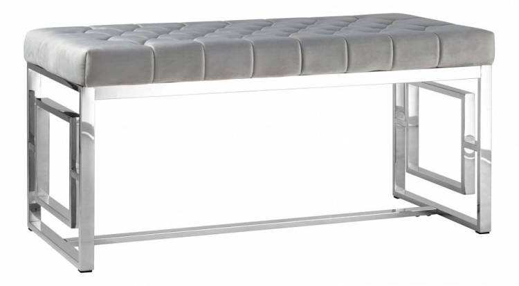 Банкетка Stool Group Бруклин BENCH-012-GR вельвет серый, сталь серебро 99x45.5