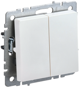 Выключатель 2-клавишный проходной IEK Brite BR-V22-0-10-K36 жемчуг