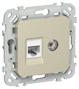 ТВ-розетка+Ethernet RJ45 IEK Flite FI-AK22-2-K37 шампань