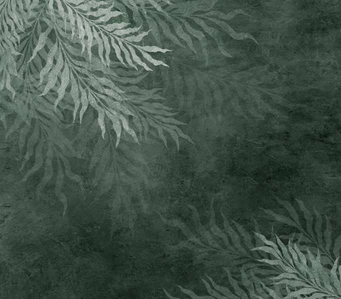 3D Фотообои Artegrafico «Листья на бетоне в изумрудном цвете» EMD-003 канвас