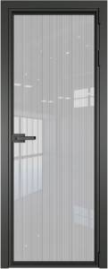 Межкомнатная дверь Profil Doors 1 AV цвет профиля Серая ночь, стекло безопасное 6 мм страйп 600x2000
