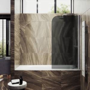 Шторка на ванну MaybahGlass MGV-619-5 поворотная, на монопетле, стекло графит матовый, профиль хром матовый, 1400x700