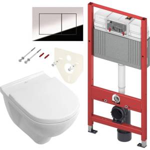 Комплект Унитаз подвесной Villeroy&Boch O.Novo 5660 H101 alpin + Инсталляция TECE Now 9400412 4 в 1 с кнопкой