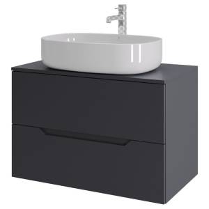 Тумба с раковиной Orange Line Li-80TugMDF+B08-600W графит матовый, 80.5 см