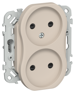 Розетка 2-местная с защитными шторками IEK Flite FI-R23-10-1-K88 льняной