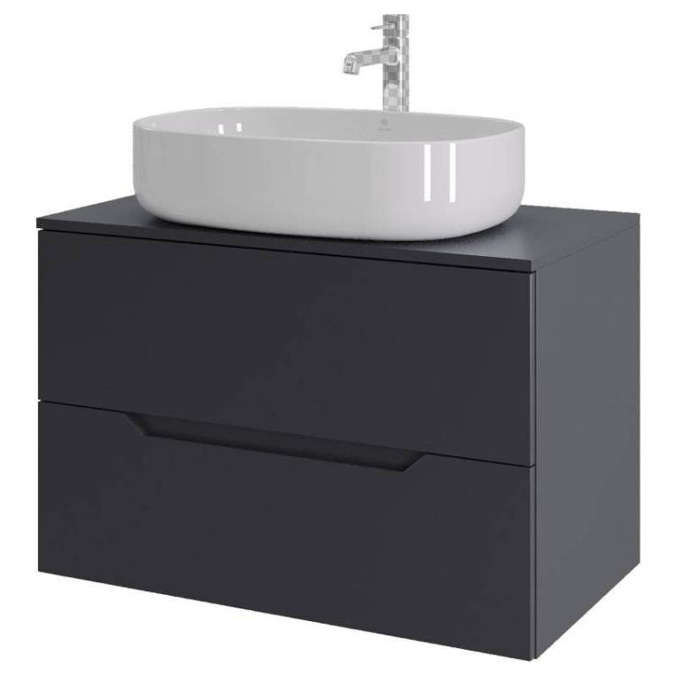 Тумба с раковиной Orange Line Li-80TugMDF+B08-600W графит матовый, 80.5 см