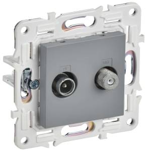 ТВ-розетка TV+SAT IEK Skandy SK-AF20-O-K03 серый