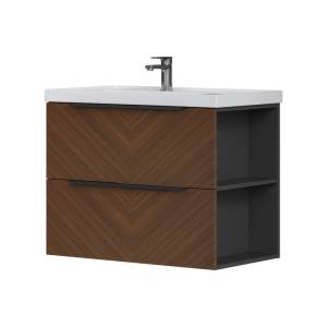 Тумба с раковиной Equil Forest 80 подвесная, орех, графит