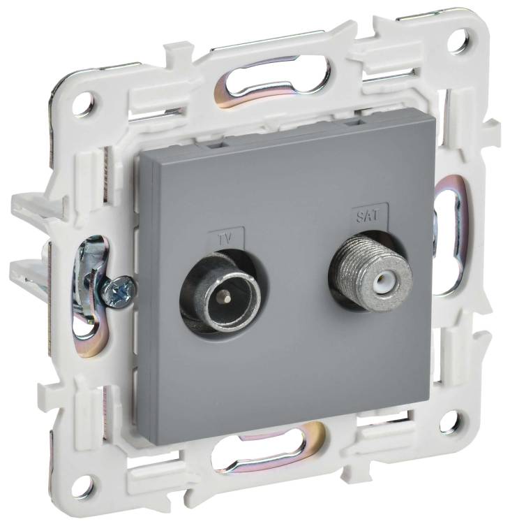 ТВ-розетка TV+SAT IEK Skandy SK-AF20-O-K03 серый