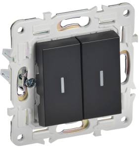 Выключатель 2-клавишный проходной IEK Skandy SK-V22-1-10-K02 черный