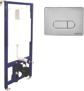 Система инсталляции для унитазов Berges Novum 040233 с кнопкой смыва, хром глянец