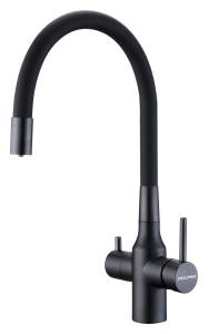 Смеситель для кухни Paulmark Salix Sa213419-BLM с гибким изливом, черный