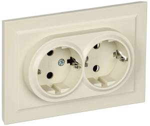 Розетка 2-местная с заземлением IEK Brite BR-R21-16-K10-F бежевый