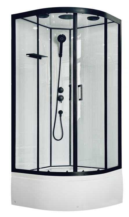 Душевая кабина Royal Bath Fato FATO RB 100CK-T-BL профиль черный, стекло прозрачное, 100x100x215