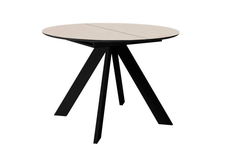 Стол Дик DikLine SKC100 00-00075479 krater perla, подстолье черное, опоры черные 100(140)x100x76