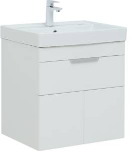 Тумба с раковиной Aquanet Ирис new 00310148 60 белый глянец, 1 ящик, 2 дверцы