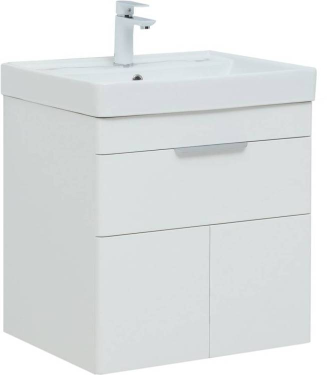 Тумба с раковиной Aquanet Ирис new 00310148 60 белый глянец, 1 ящик, 2 дверцы