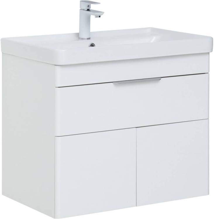 Тумба с раковиной Aquanet Ирис new 00310149 710 белый глянец, 1 ящик, 2 дверцы
