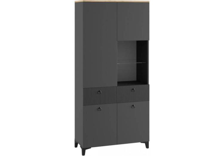Шкаф-витрина Woodville Ника 800 593598 эйхория QR-17/графит/дуб делано