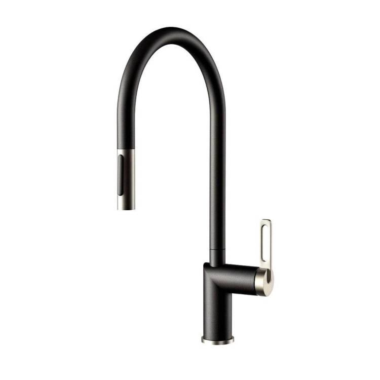 Смеситель для кухни Granula GR-8172 шварц, с выдвижным изливом