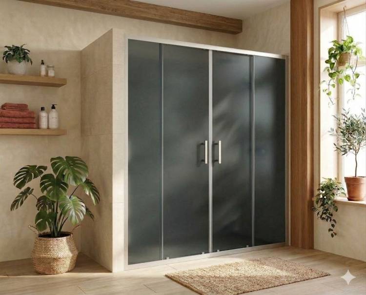 Душевая дверь в нишу MaybahGlass MGD-1830-5 профиль хром матовый, стекло графит матовый, 190x195