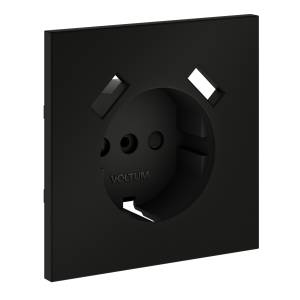 Лицевая панель для розетки с заземлением, шторками и USB Type A+A Voltum S70 VLS000908 черный