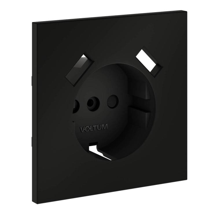 Лицевая панель для розетки с заземлением, шторками и USB Type A+A Voltum S70 VLS000908 черный