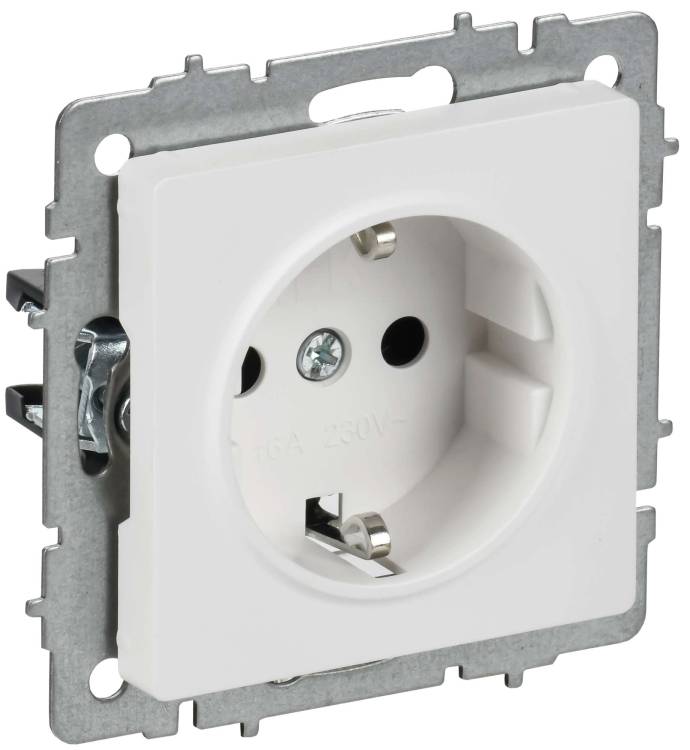 Розетка 1-местная с заземлением IEK Brite BR-R11-16-K91 арктический белый
