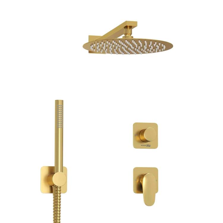 Душевой комплект Wasserkraft Havel A3651.282.180.259.285.194.286 с верхней душевой насадкой, золотой, встраиваемый, с лейкой