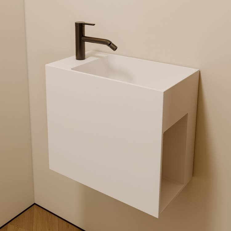 Тумба с раковиной Abber Stein AS2656 L белая матовая, 45x26