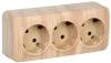 Розетка 3-местная с заземлением IEK Glory ERH31-K34-16 сосна